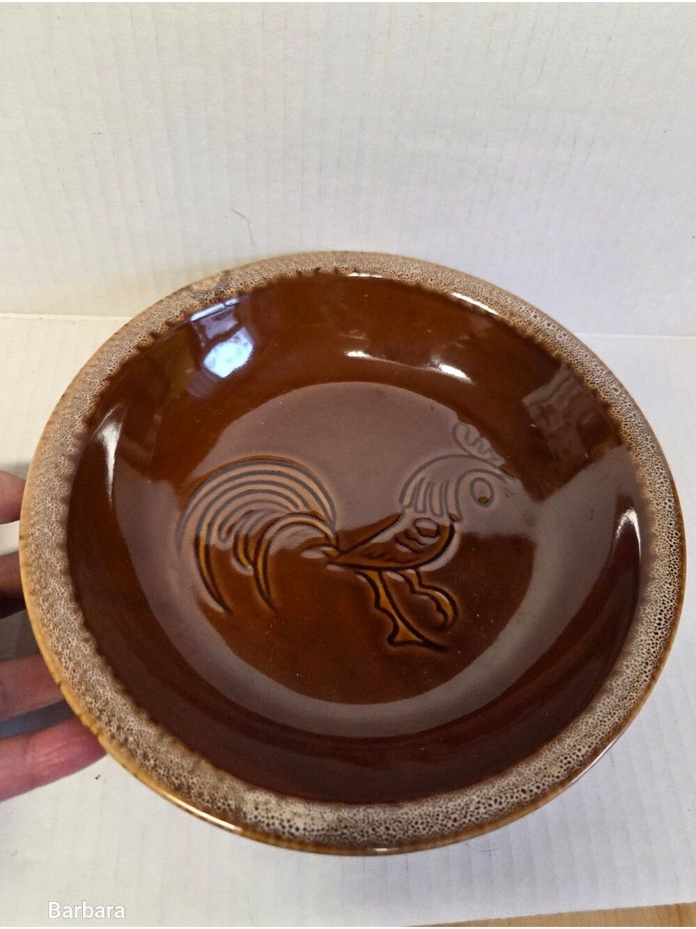 Vintage Hull Pottery House 'N Garden Brown Rooster Stoneware Salad Dish Bowl